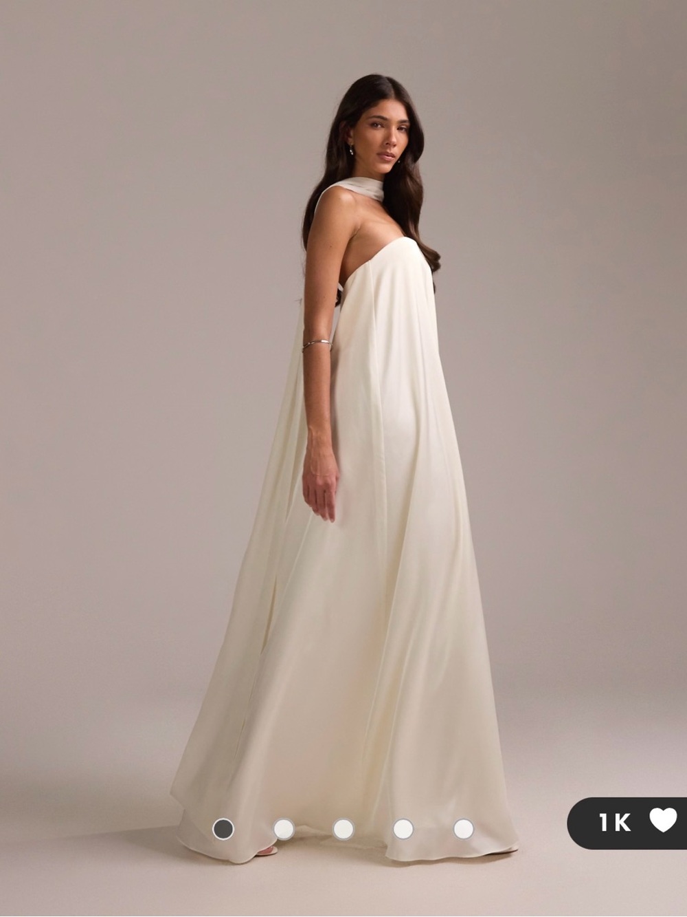 ASOS DESIGN satin bandeau wedding dress with scarf in ivory
